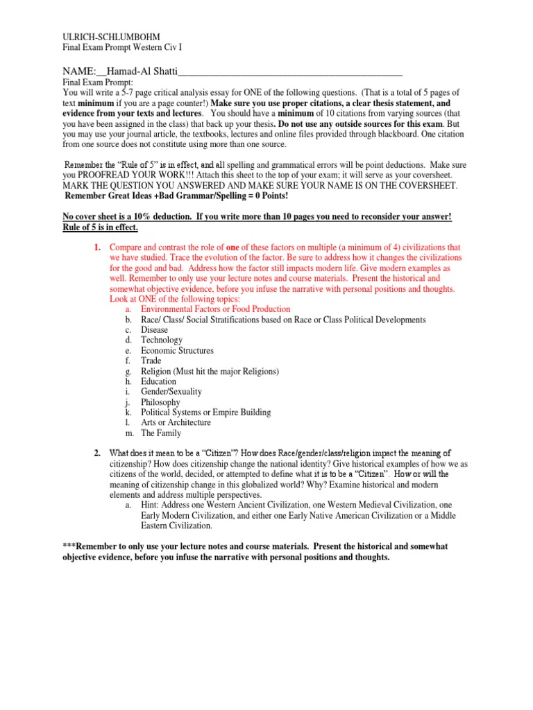 Western Civilization Final Exam Guide | PDF | Hunter Gatherer | Mesopotamia