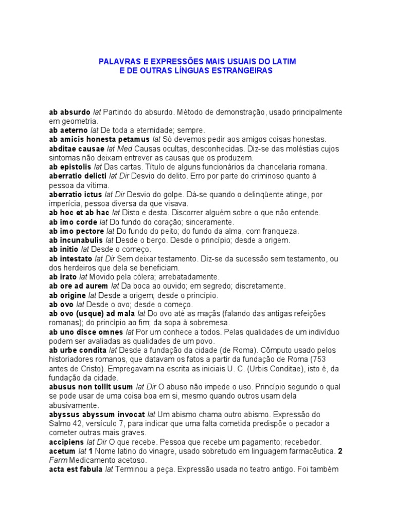 Expressões Comuns em Latim | PDF