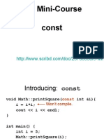 C++ Mini-Course Const