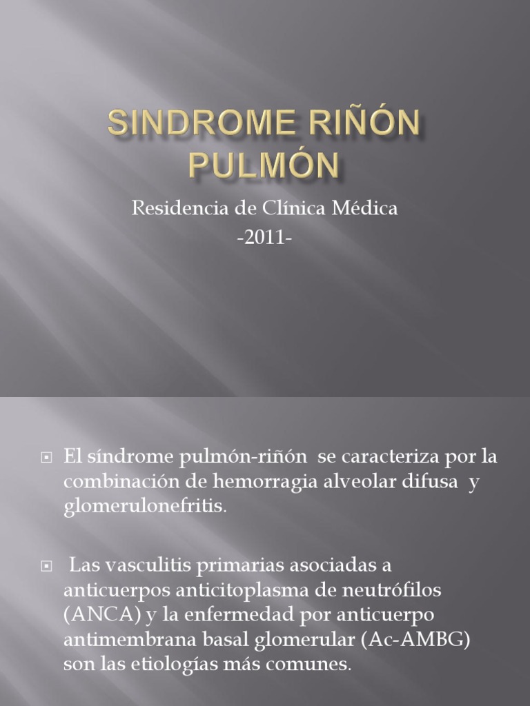 Síndrome Pulmón-Riñón: Causas y Diagnóstico | PDF | Inflamación ...