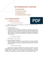 Cours de - Théories Économiques de La Monnaie - PDF