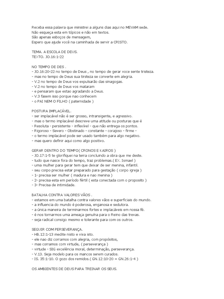 A Escola De Deus Ensinamentos Sobre Perseverança Fé E Obediência Em