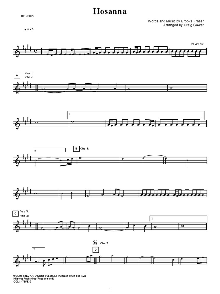 Hossana Hillsong Violin Pdf