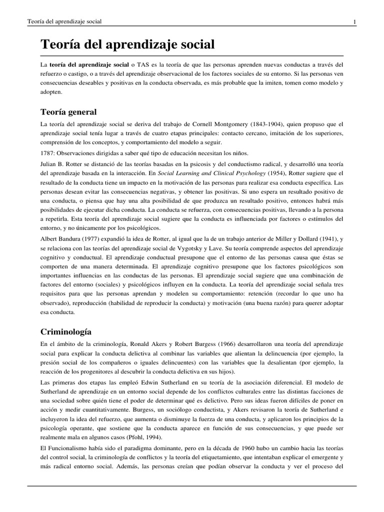Teoría del Aprendizaje Social y Criminología | PDF | Ciencias del ...