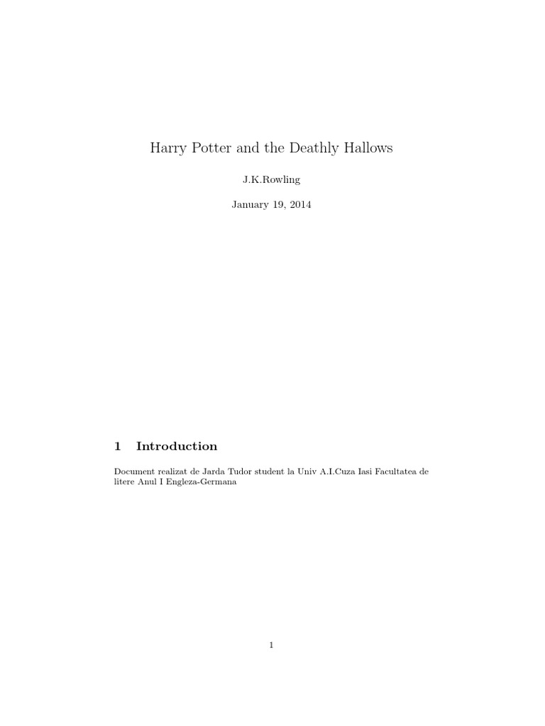 Harry Potter and the Deathly Hallows PDF PDF Artificial Mythology