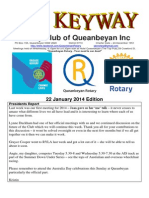 The Keyway -  22 January 2014 edition - weekly newsletter for the Rotary Club of Queanbeyan