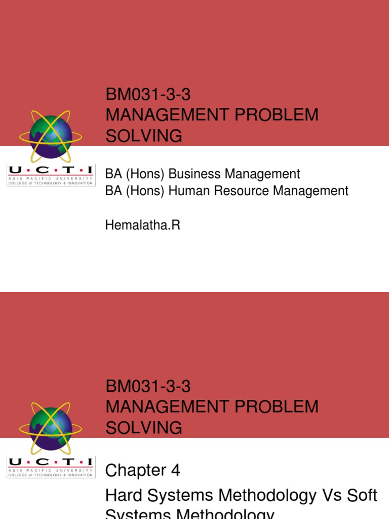 Chapter 4 Hard Systems Methodology Vs Soft System Methodology PDF