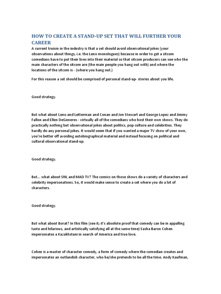 Tips American ComedY Institute | PDF | Laughter | Comedian