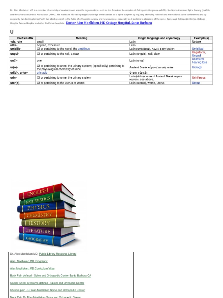 U Medical Prefixes and Suffixes Alan Moelleken MD PDF Spinal Cord