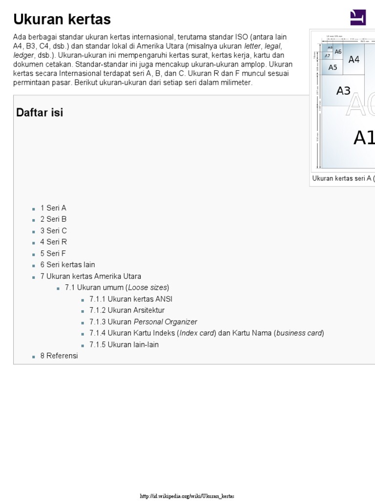 Ukuran Kertas Wikipedia Bahasa Indonesia Ensiklopedia Bebas Pdf