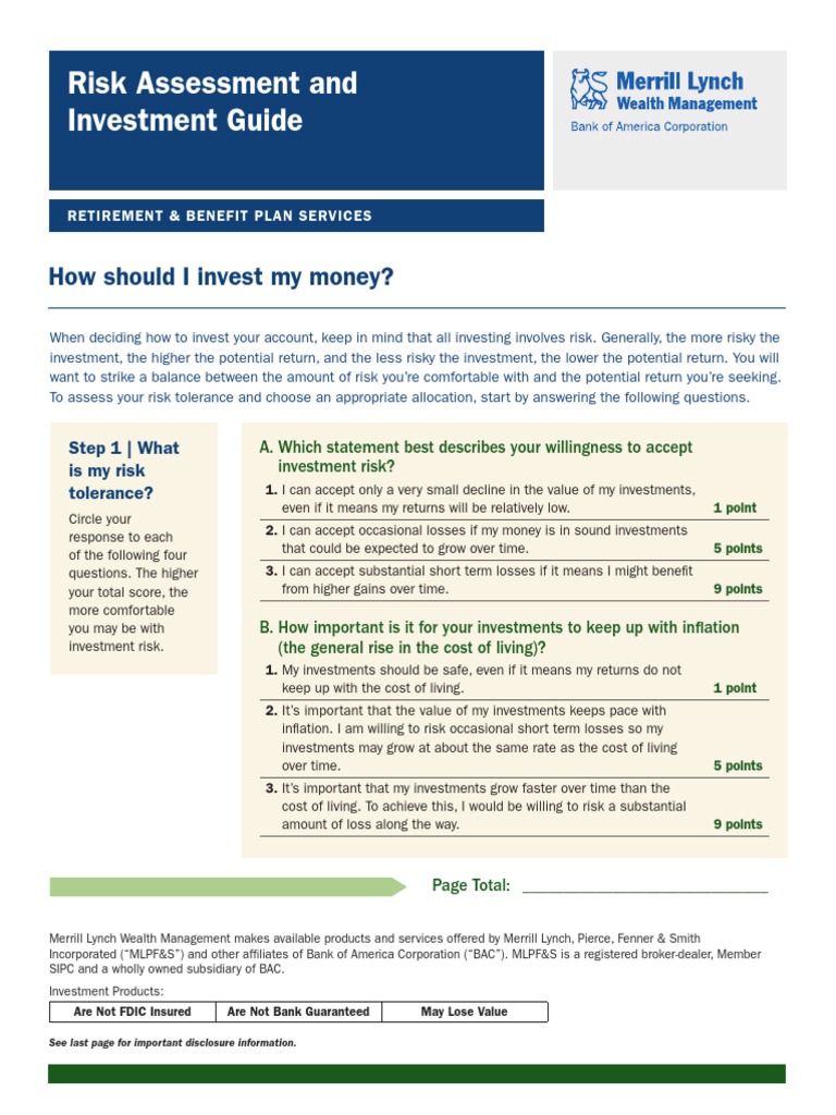 Risk Tolerance Questionaire | PDF | Risk Aversion | Investing