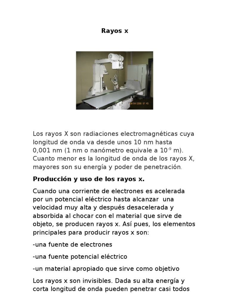 Rayos X | PDF | Rayo X | Electromagnetismo