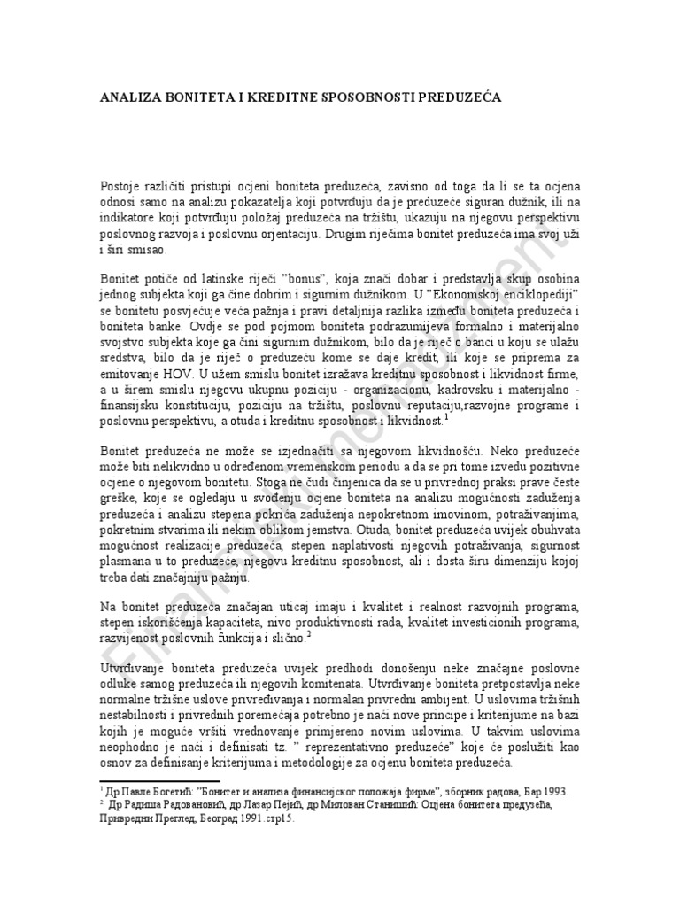 Bonitet I Ks Preduzeca | PDF