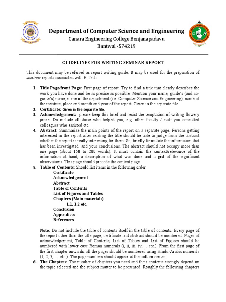 Seminar Report Format PDF
