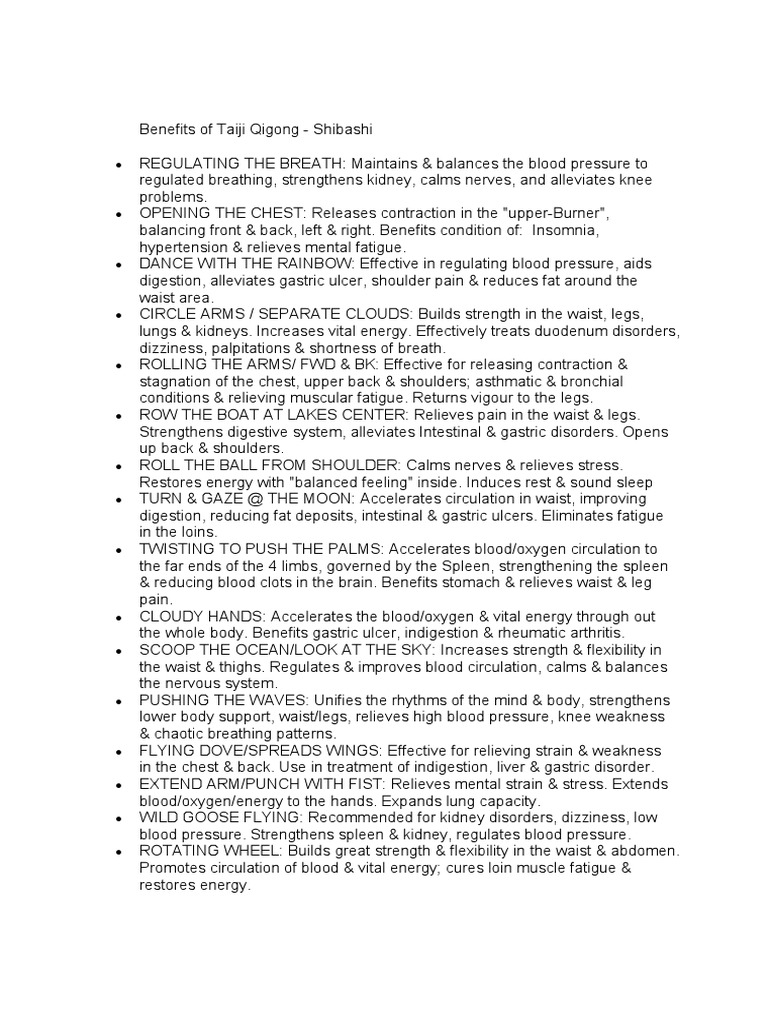 Shibashi Benefits PDF Weakness Stomach