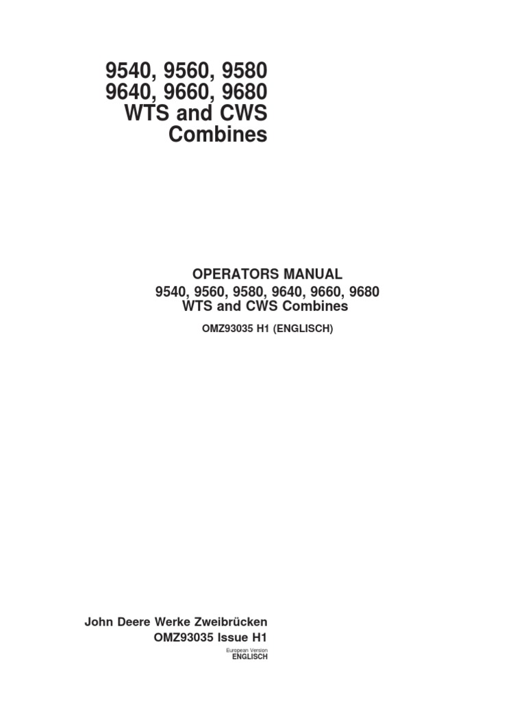 инструкция по эксплуатации 9540-9680WTS | PDF | Transmission