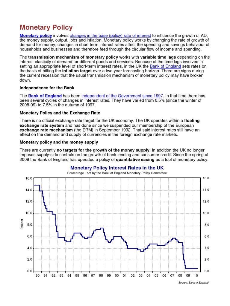 Policy Economics A Level Study Notes Quantitative Easing