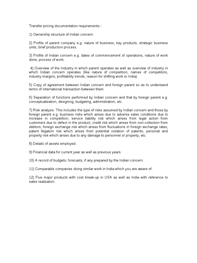 India Transfer Pricing Documentation Guide | PDF | Business | Finance ...