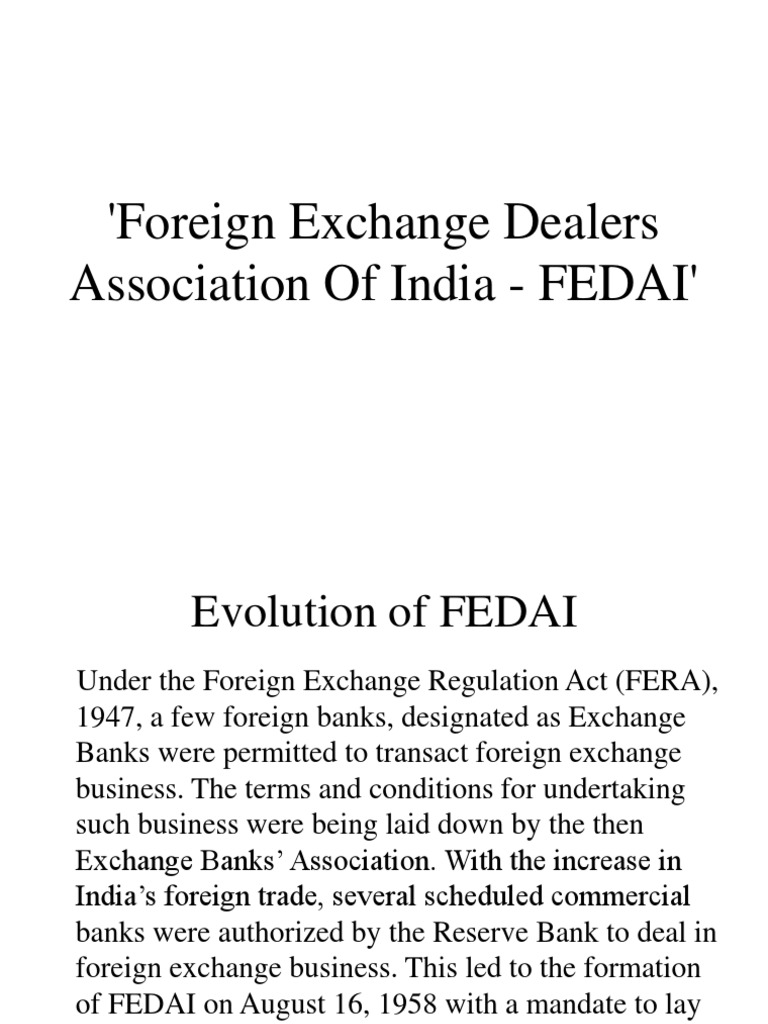 Overview of FEDAI Functions and Roles | PDF | Foreign Exchange Market ...