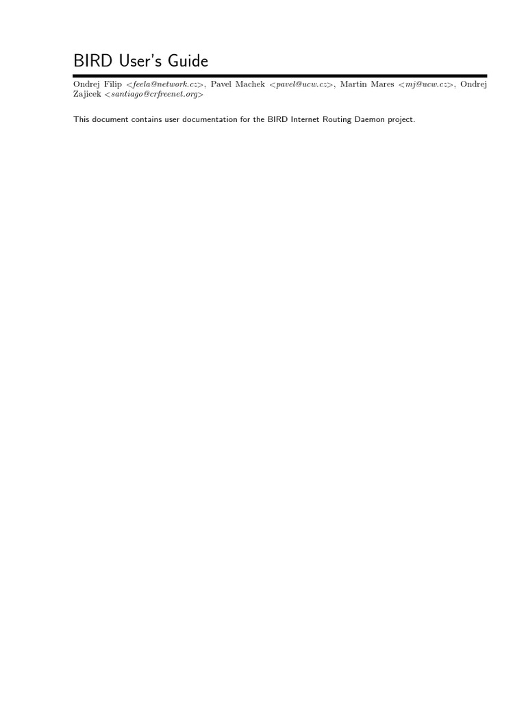 BIRD Internet Routing Daemon Guide | PDF | Ip Address | Routing