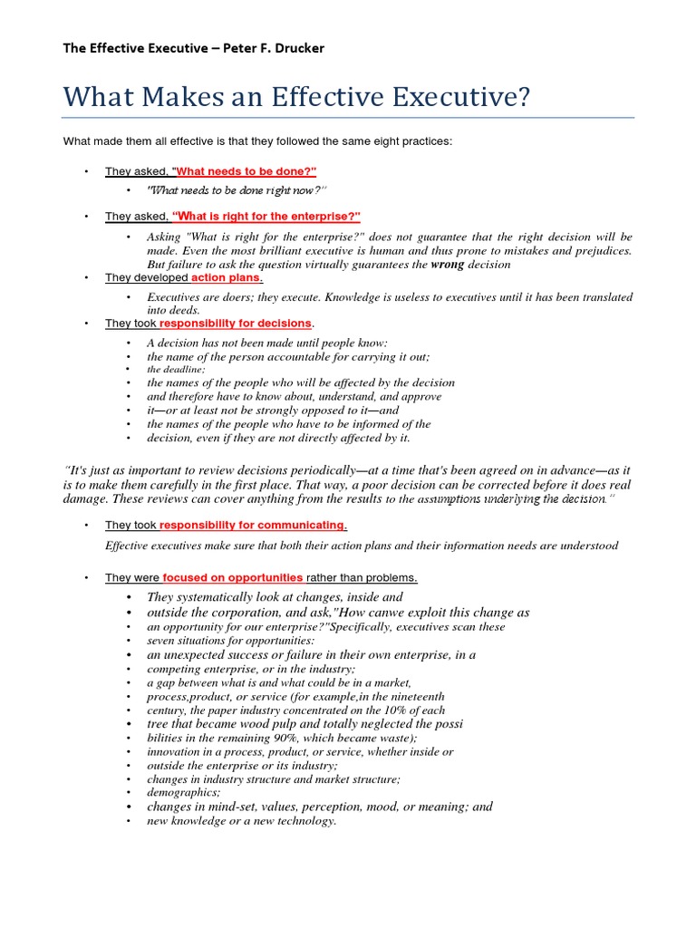 Eight Practices of Effective Executives | PDF | Reality | Knowledge