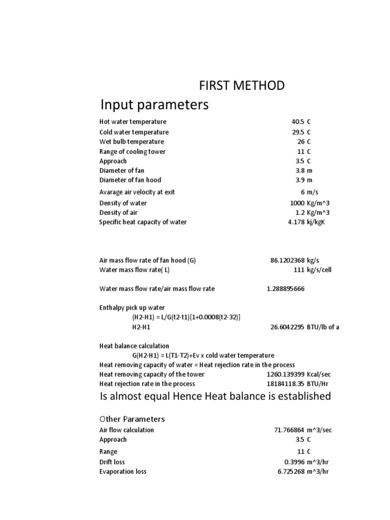 Cooling Tower Design and Calculations | PDF | Enthalpy | Flow Measurement