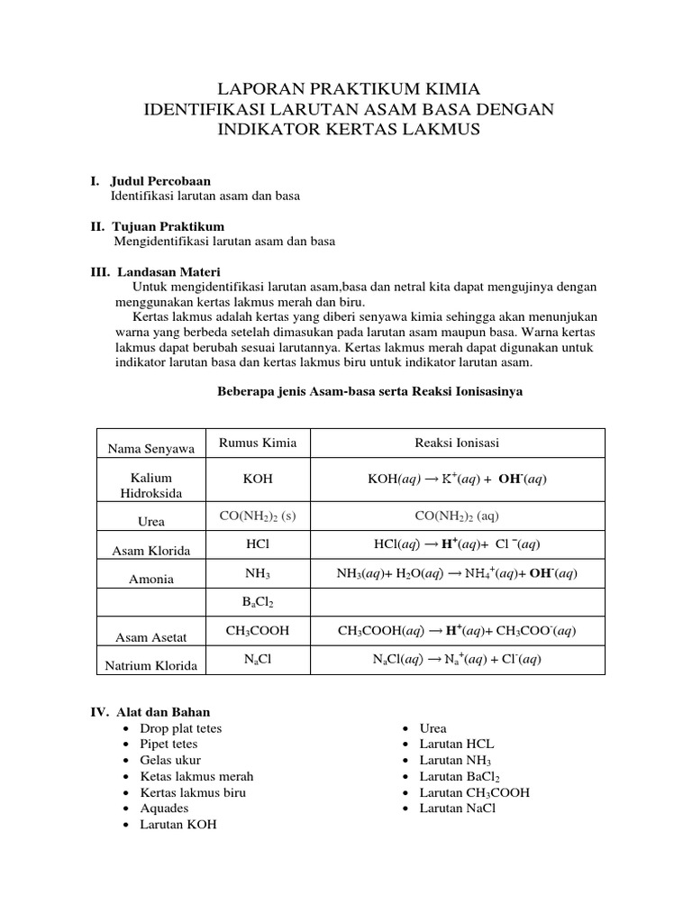 Laporan Praktikum Kimia