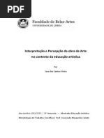 Interpretação e Percepção da obra de Arte no contexto da Educação Artística