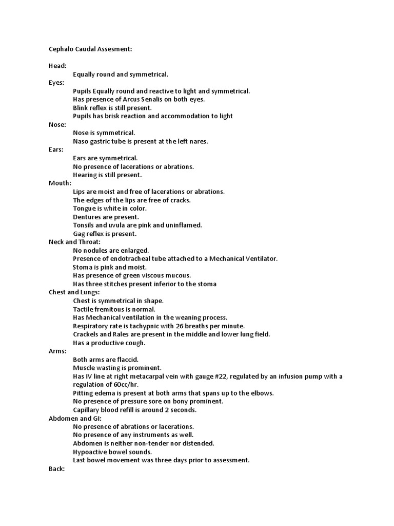 Cephalo-Caudal Assessment Overview | PDF