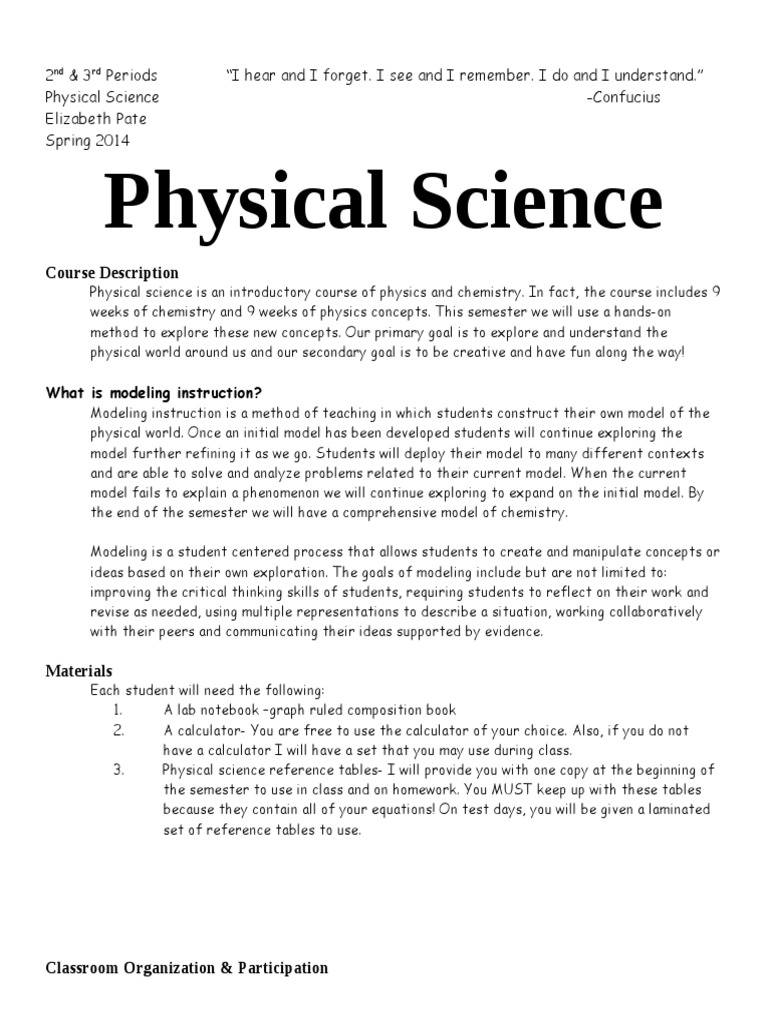 Physical Science Syllabus | PDF | Science