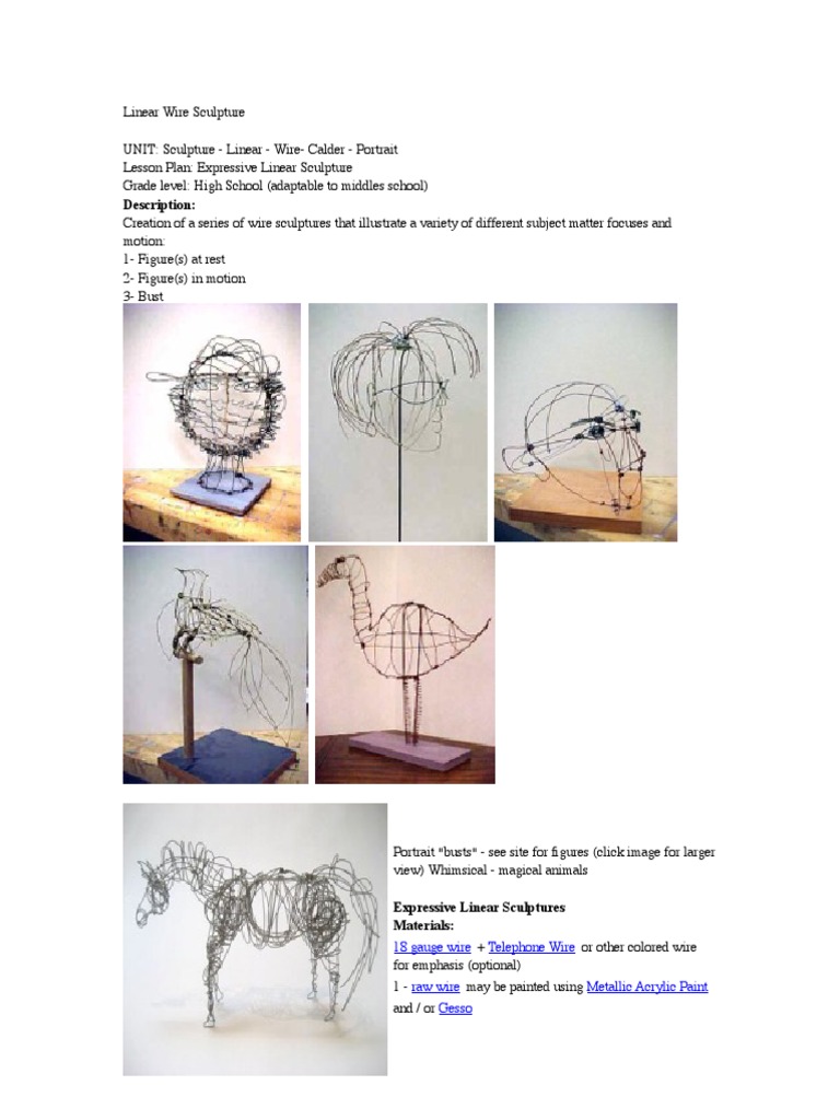 Sculpture Linear Contour Wire Pdf Sculpture Paintings