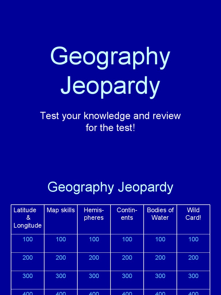 Geography Jeopardy Review Pdf Continent Pacific Ocean