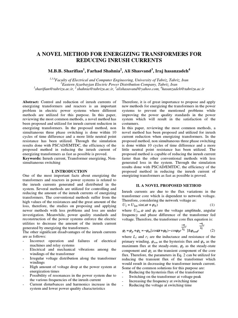 2 - Transformer Inrush Current | PDF | Transformer | Electric Power System
