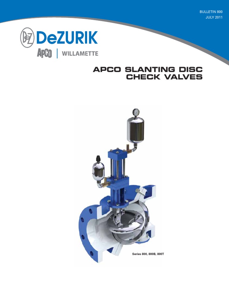 Apco Slanting Disc Check Valves CSD 800 PDF Valve Pump