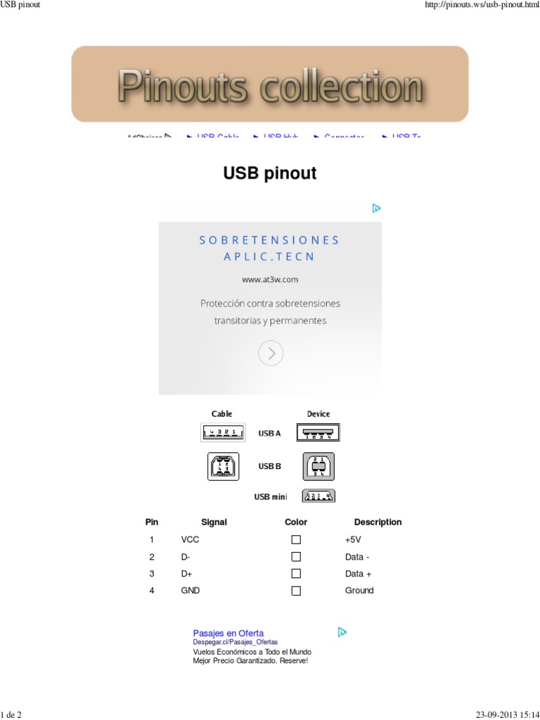 USB Pinout: USB Cable USB Hub Connector Usb To | PDF | Business ...