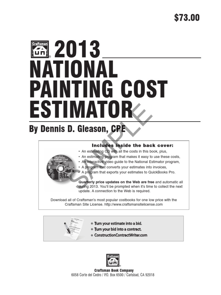 2013 National Painting Cost Estimator Sample PDF Paint Cost