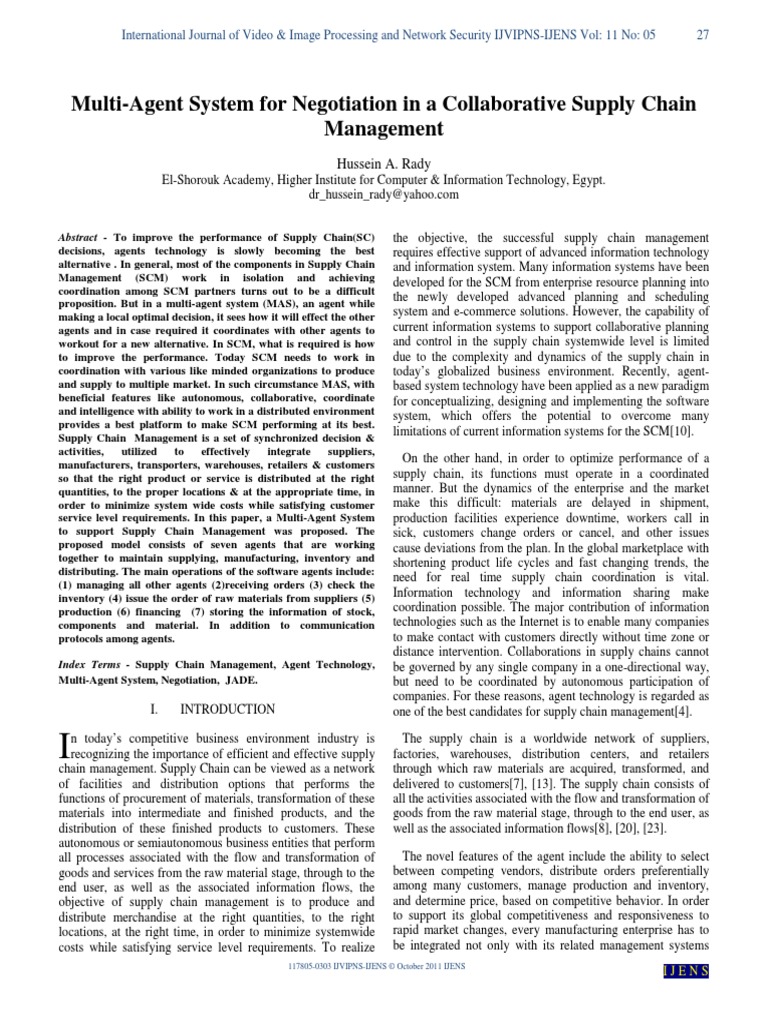 Multi-Agent System for Supply Chain Optimization | PDF | Supply Chain ...