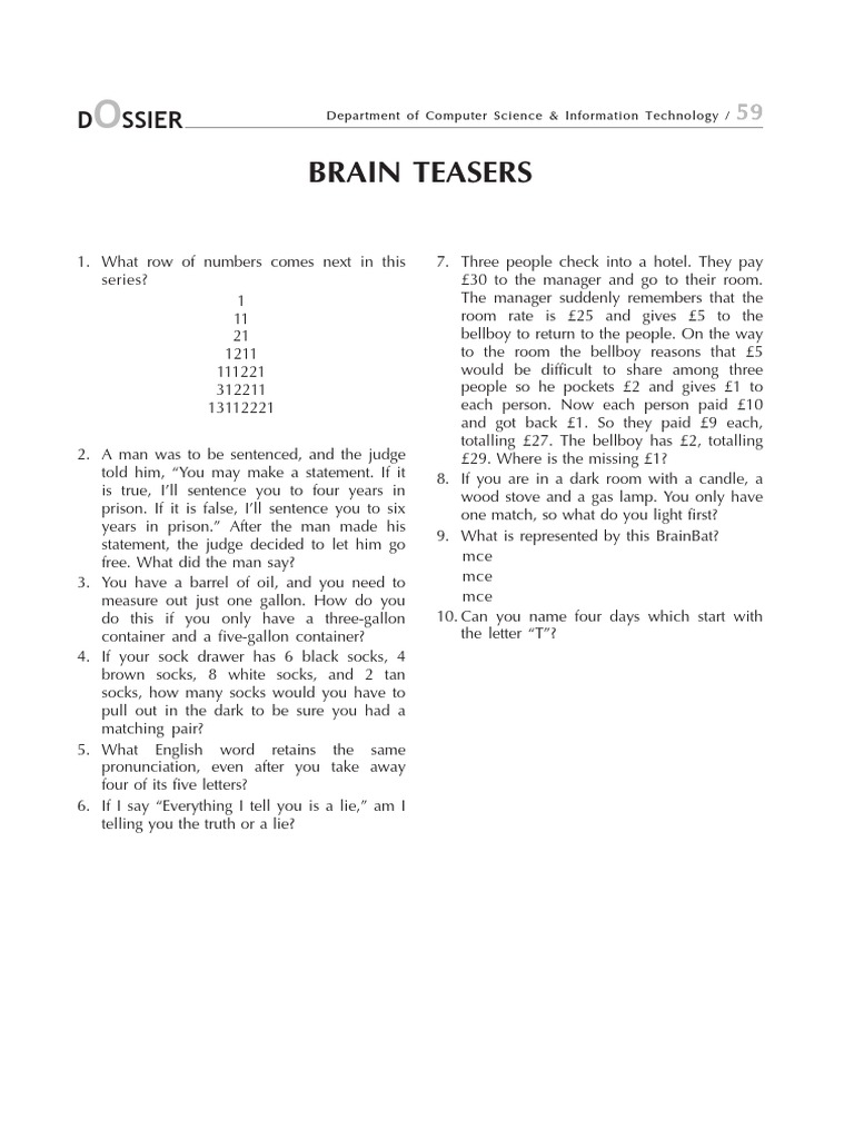 Brain Teasers PDF