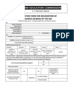 Application Form for Recognition of Journals