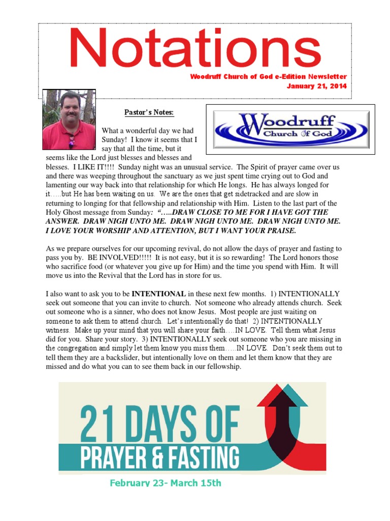 Pastor's Notes | PDF | Lunch | Prayer