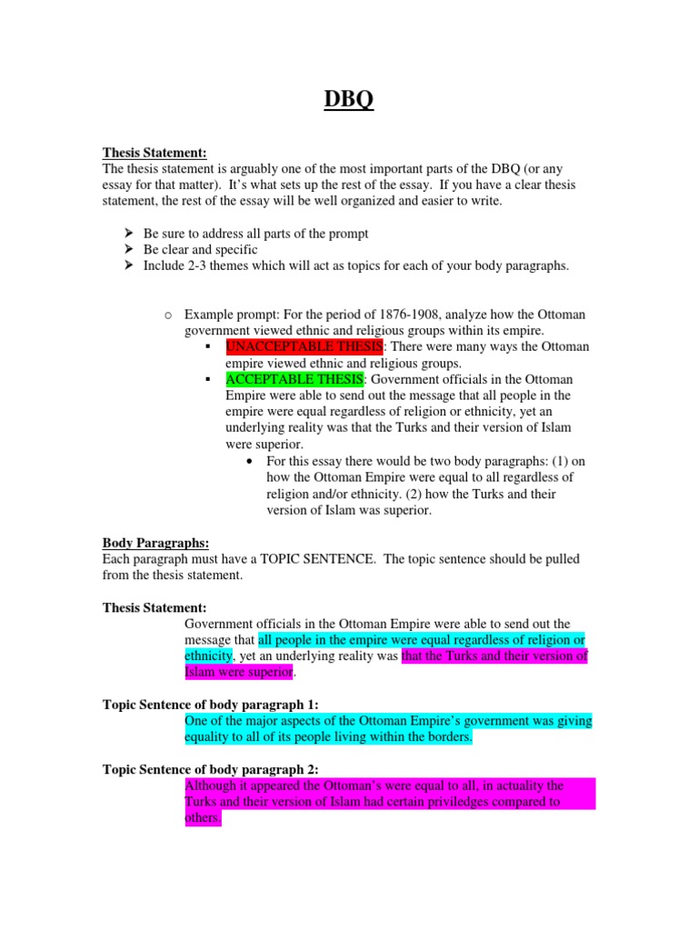 How To Write A DBQ  Ottoman Empire  Paragraph