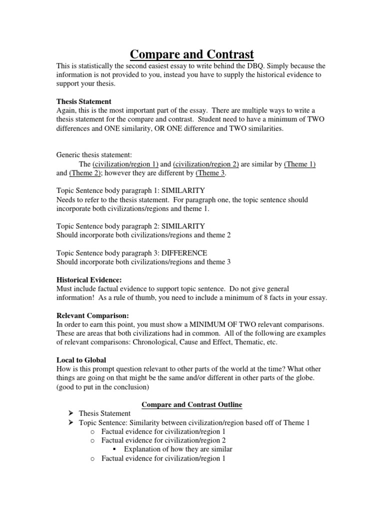 How To Write A Compare and Contrast  Essays  Civilization