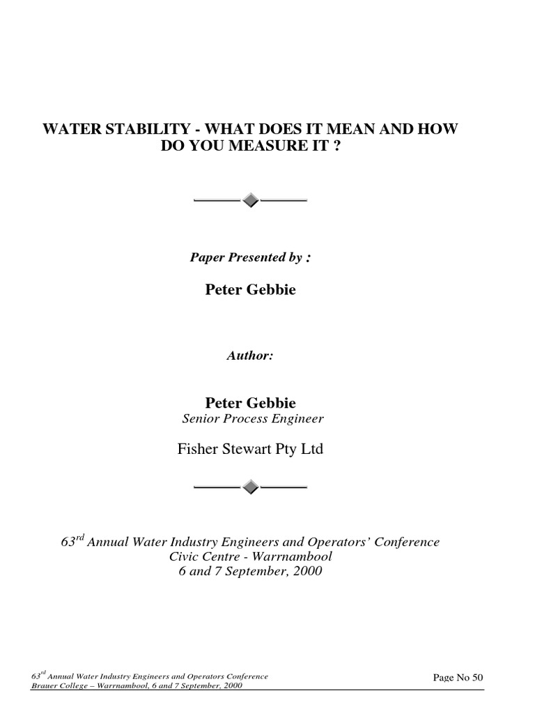 Water Stability: Definition and Measurement | PDF | Sodium Carbonate ...