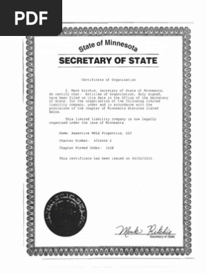 Assertive MPLS Properties LLC Business Filing