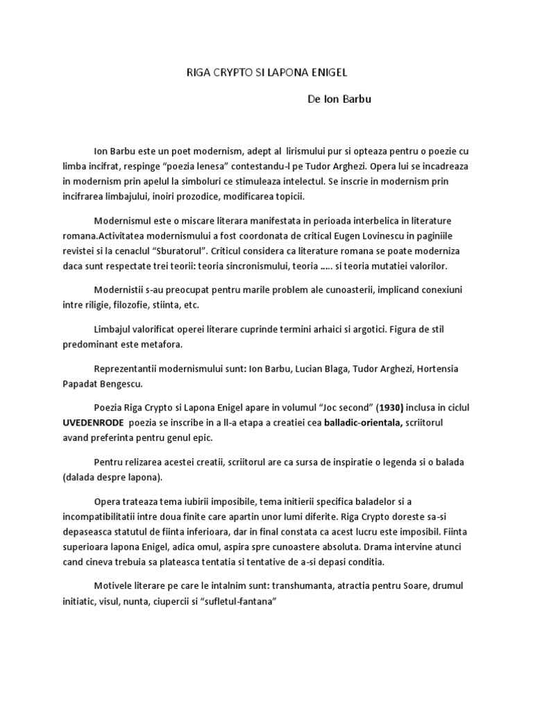 Eseu - Riga Crypto Si Lapona Enigel | PDF