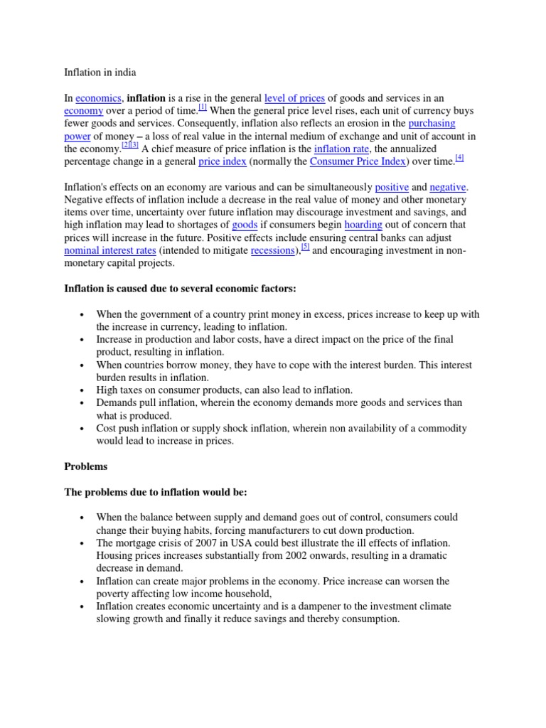Inflation in India | PDF | Finance & Money Management | Social Science
