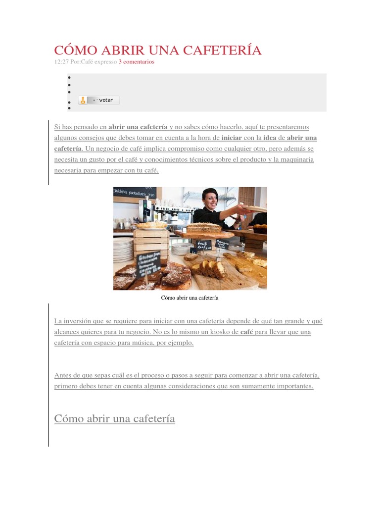 Guía para abrir una cafetería pequeña | PDF | café | Plan de negocios
