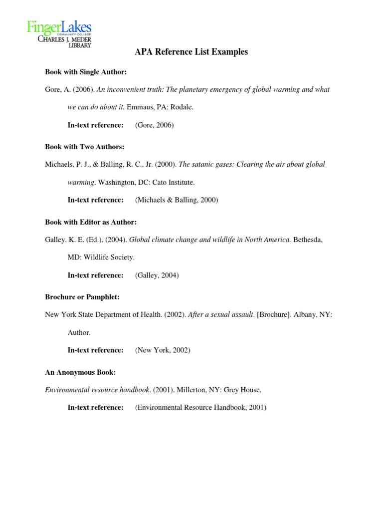 APA Style References PDF Global Warming Greenhouse