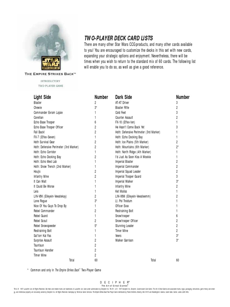 star wars ccg card list excel