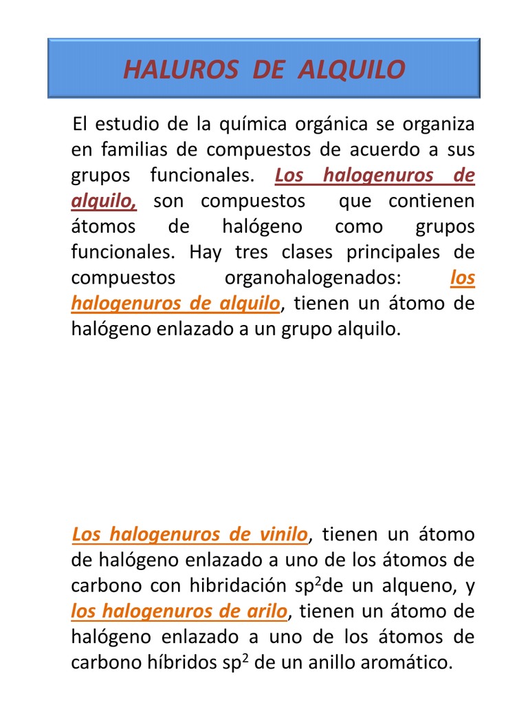 Haluros de Alquilo I